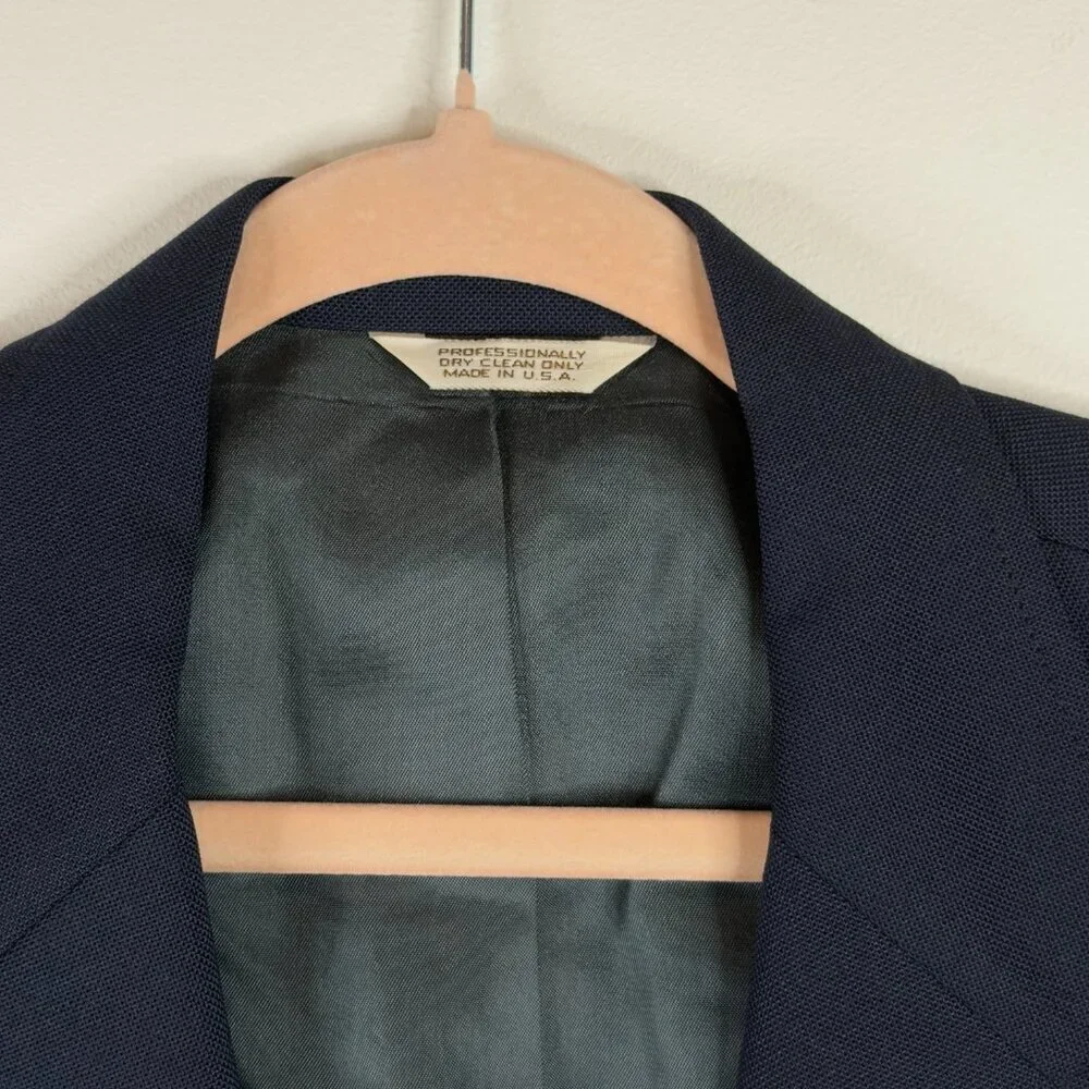 Vintage London Fog Navy Blue Two-Button Blazer Size 44R Mens Large XL 70s 80s
